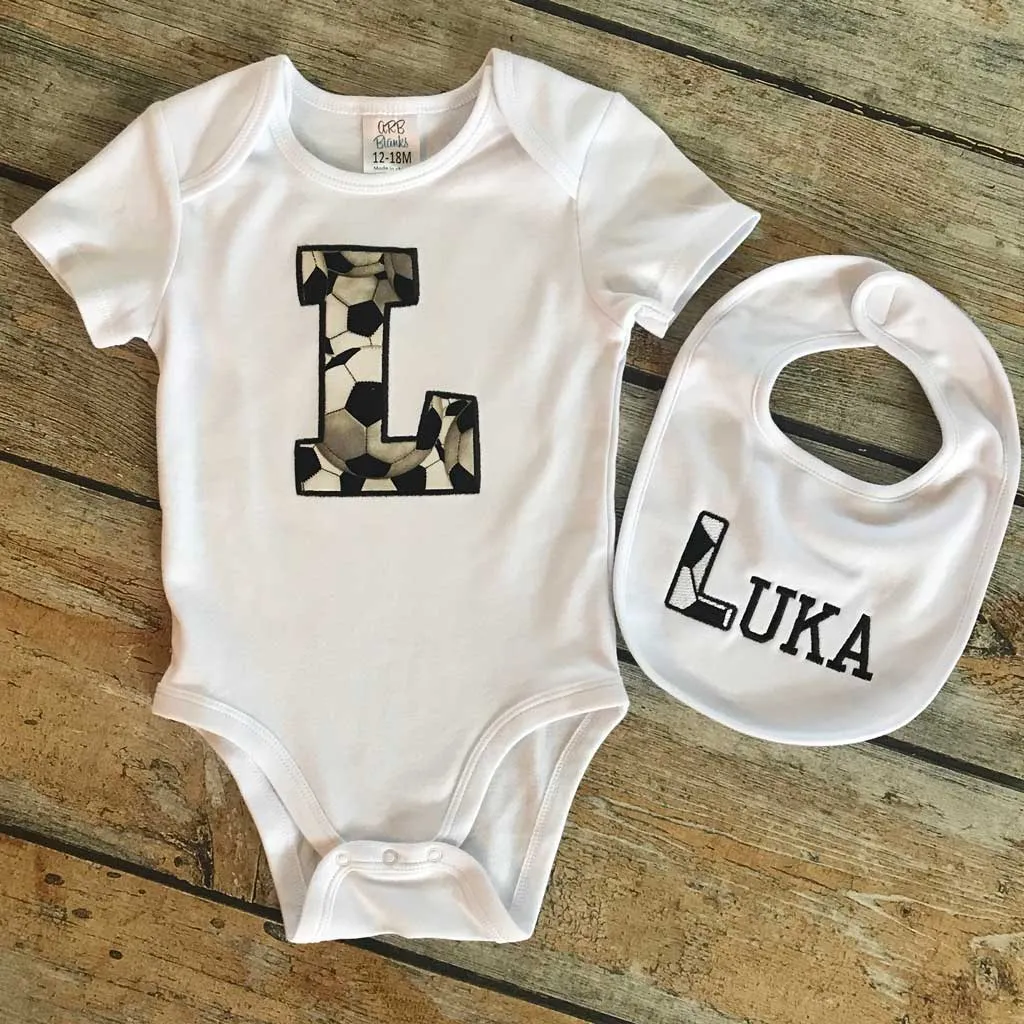 Applique Initial Baby Bodysuit