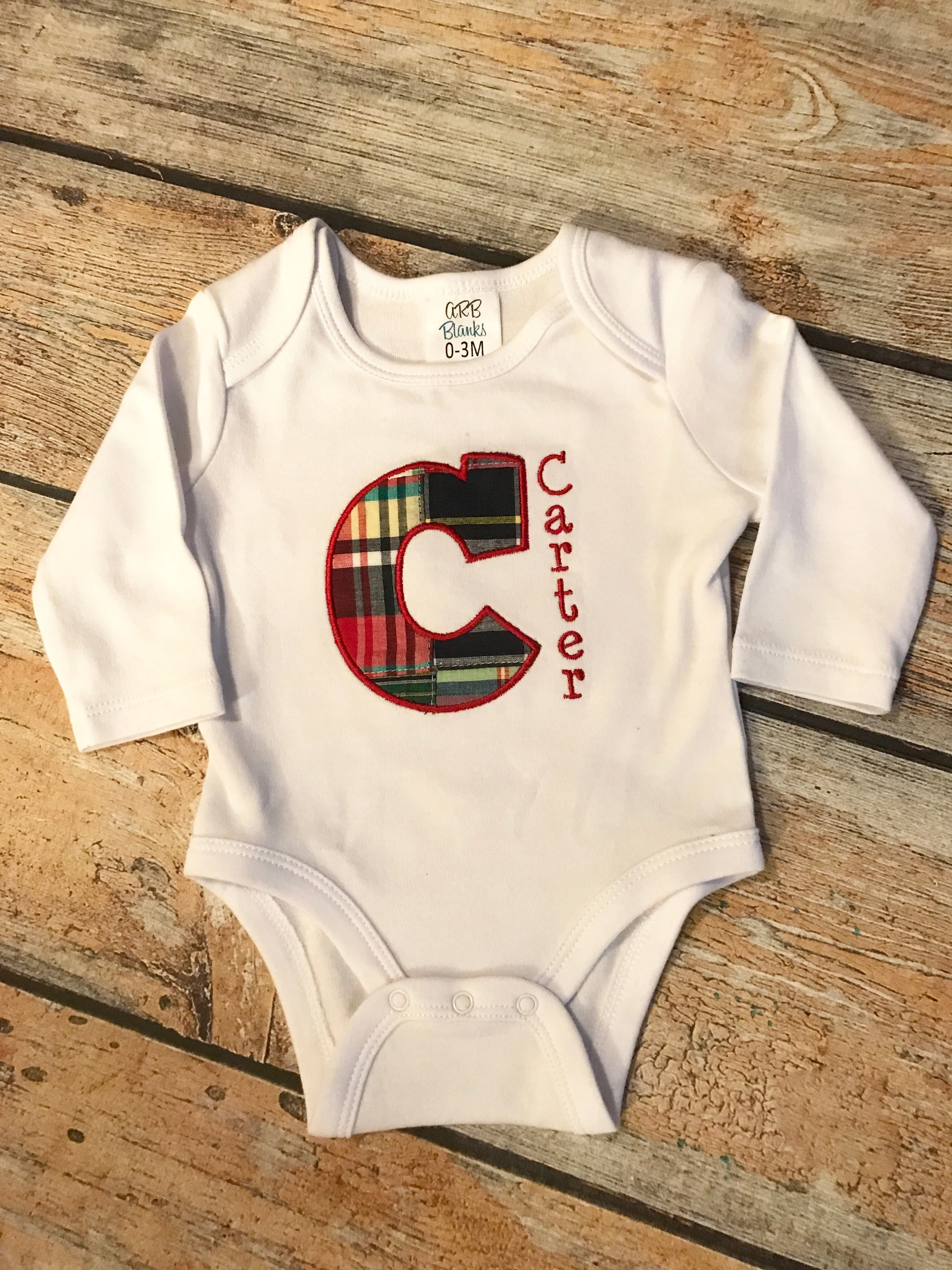 Applique Initial Baby Bodysuit