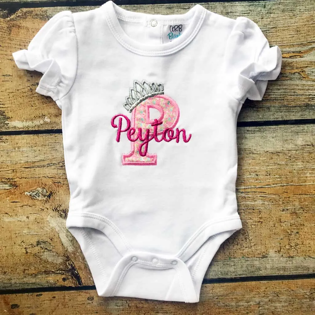 Applique Initial Baby Bodysuit