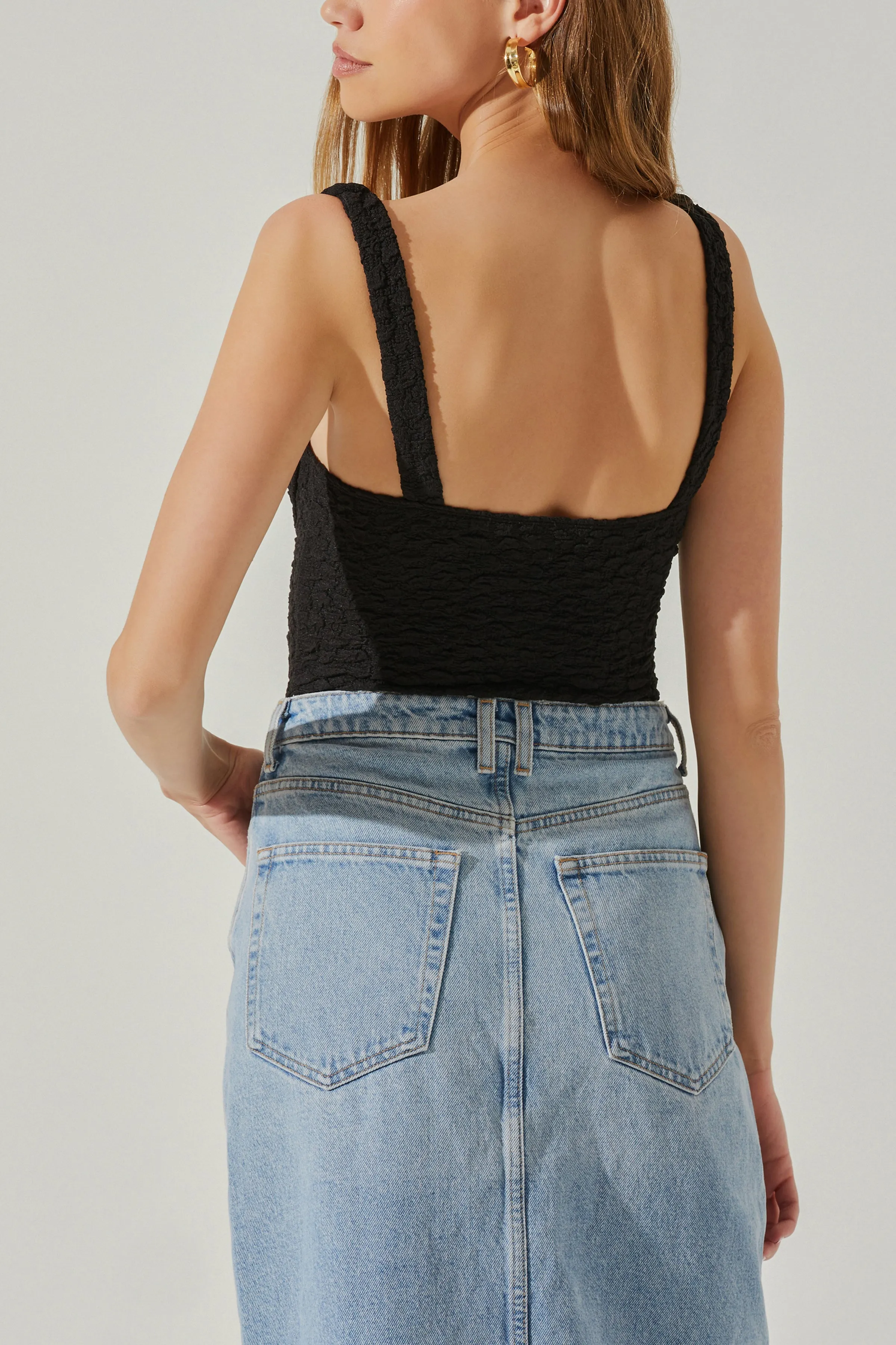 Aria Textured Bodysuit Black
