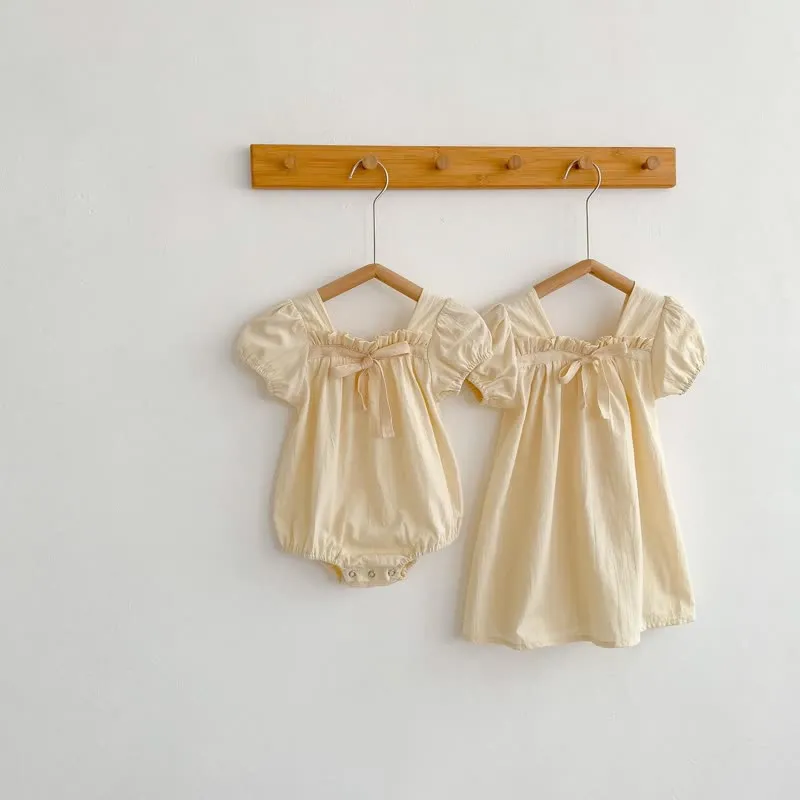 Baby Flowers Vintage Bodysuit with Sister Dress