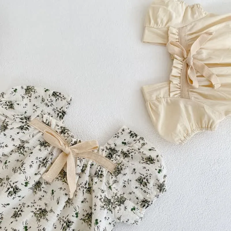 Baby Flowers Vintage Bodysuit with Sister Dress