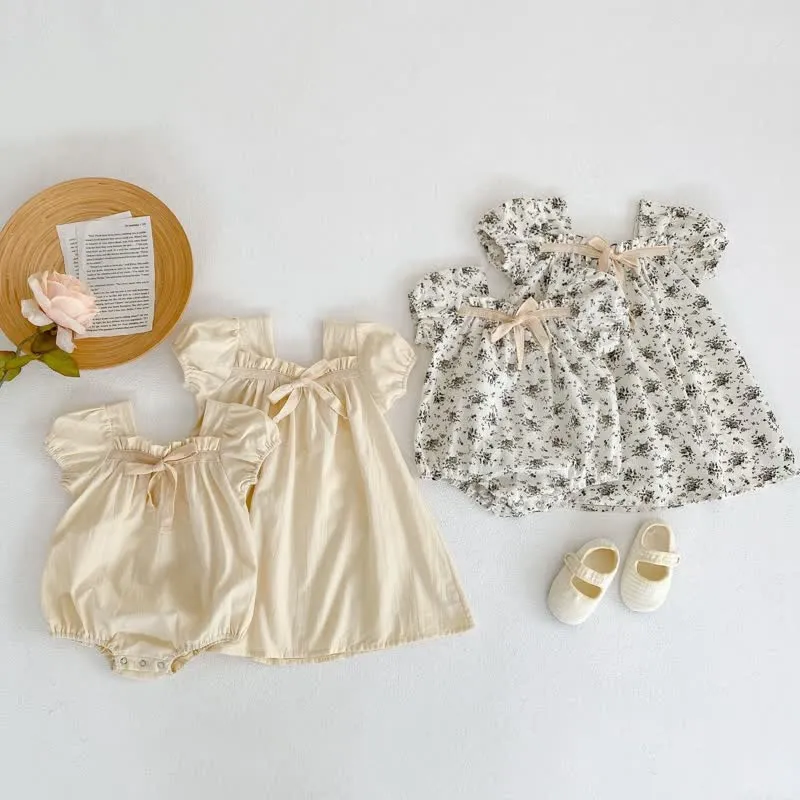 Baby Flowers Vintage Bodysuit with Sister Dress