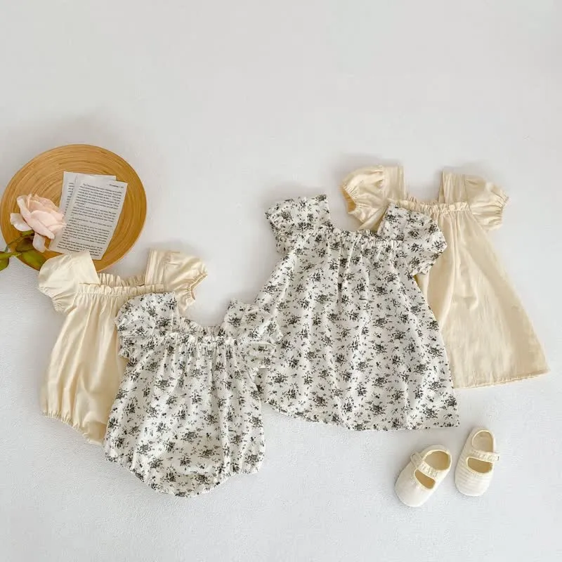 Baby Flowers Vintage Bodysuit with Sister Dress