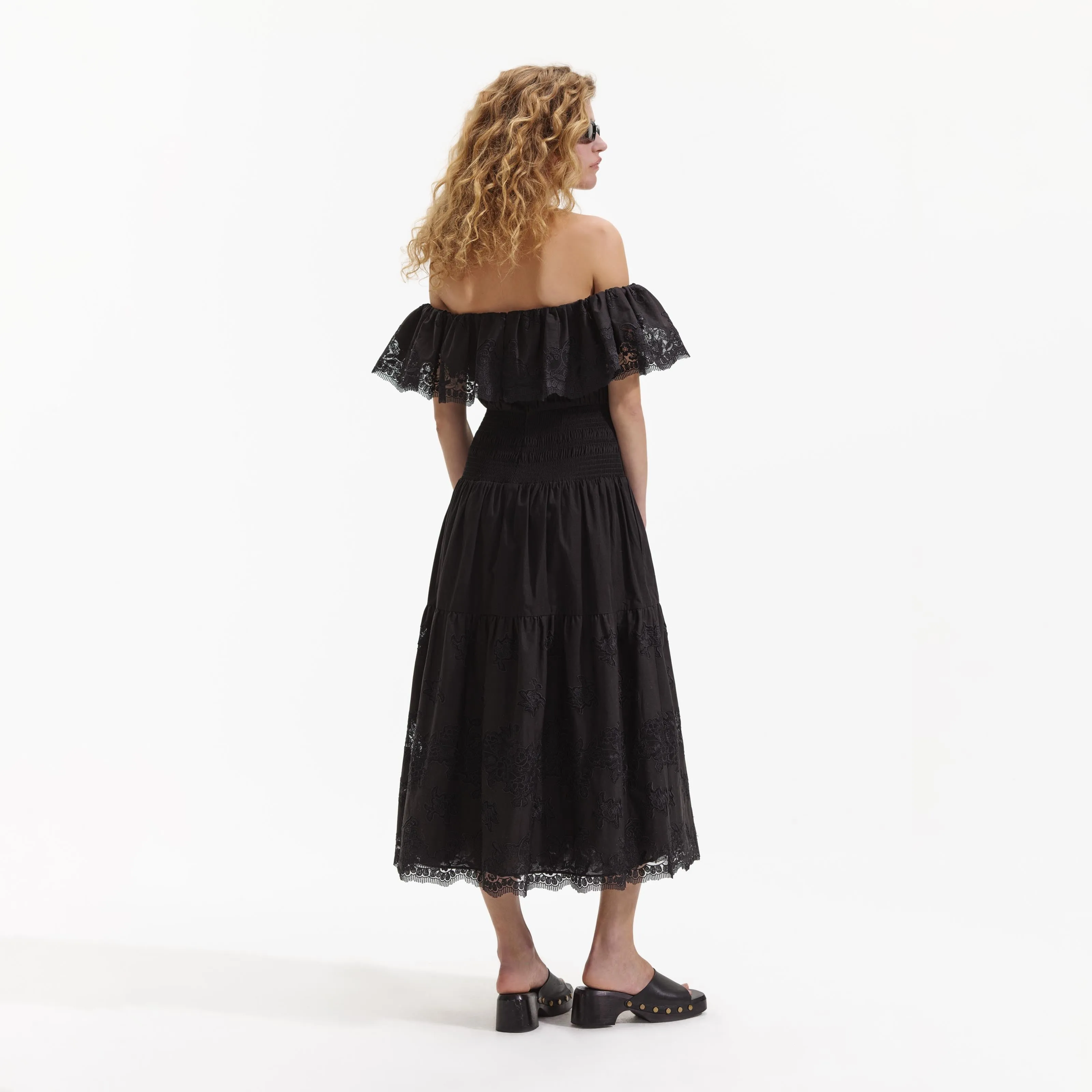 Black Cotton Midi Dress