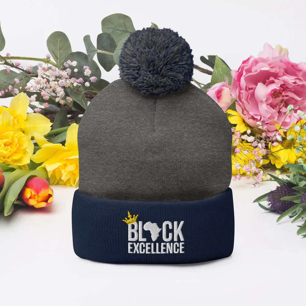 Black Excellence Pom Pom Knit Cap