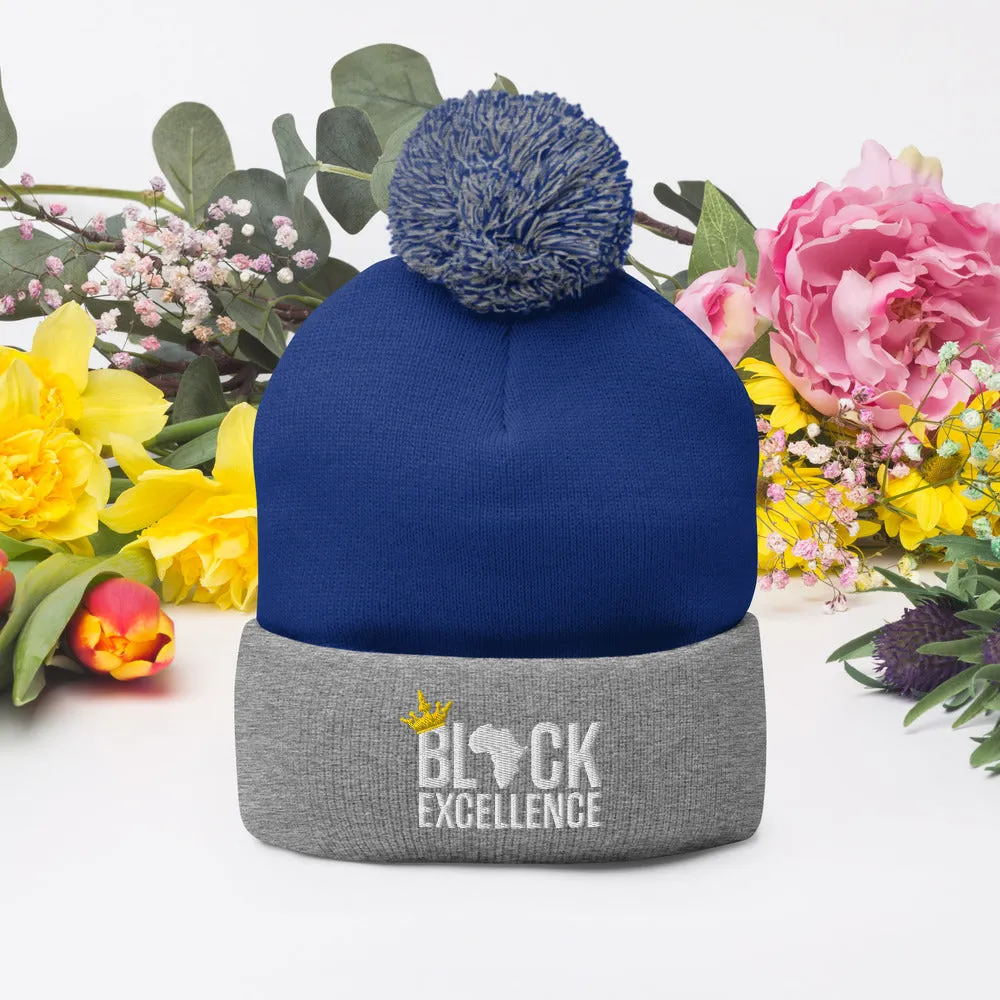 Black Excellence Pom Pom Knit Cap