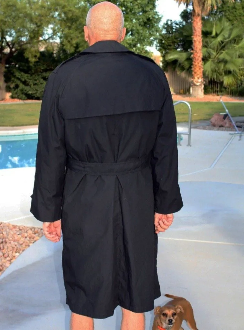 BLOWOUT SALE Raincoat - New Double Breasted Military Trench w/liner - Black