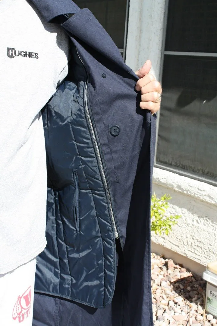 BLOWOUT SALE Raincoat - New Double Breasted Military Trench w/Liner - Navy