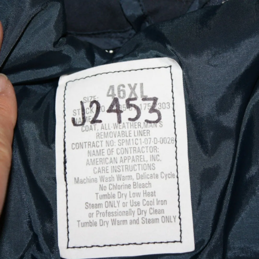 BLOWOUT SALE Raincoat - New Double Breasted Military Trench w/Liner - Navy