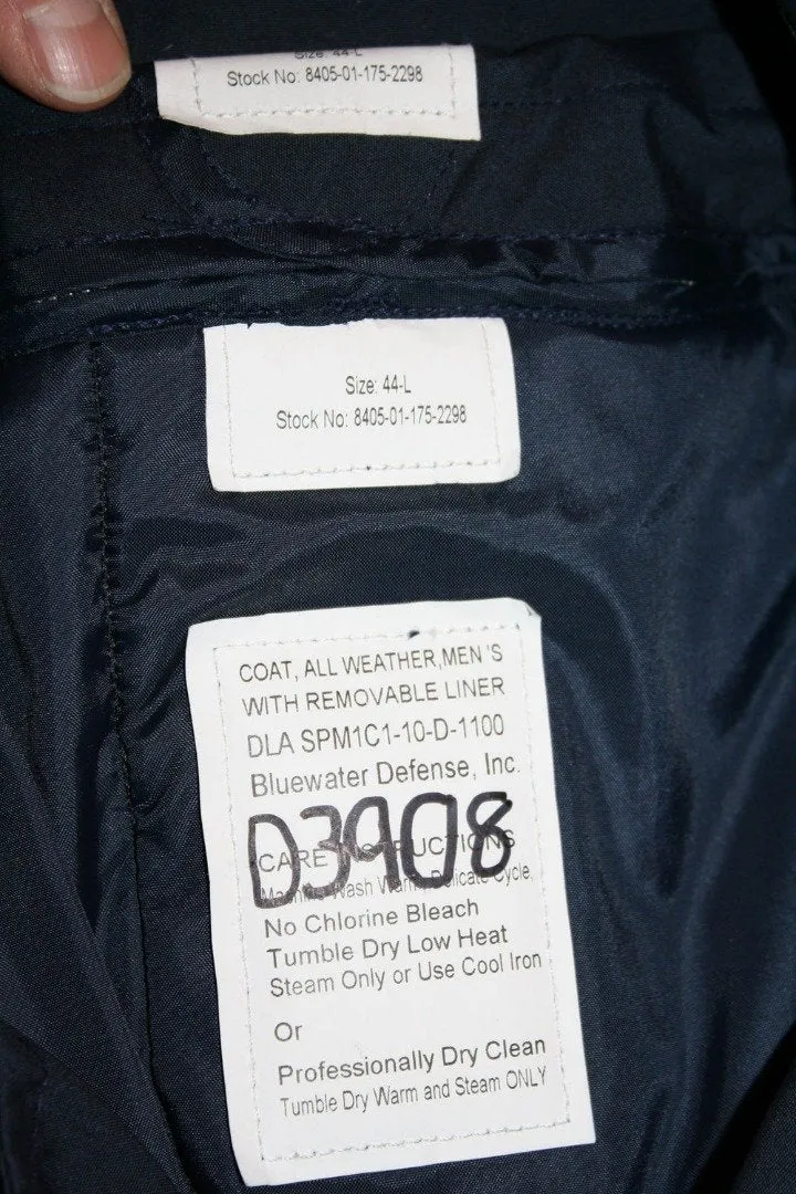BLOWOUT SALE Raincoat - New Double Breasted Military Trench w/Liner - Navy