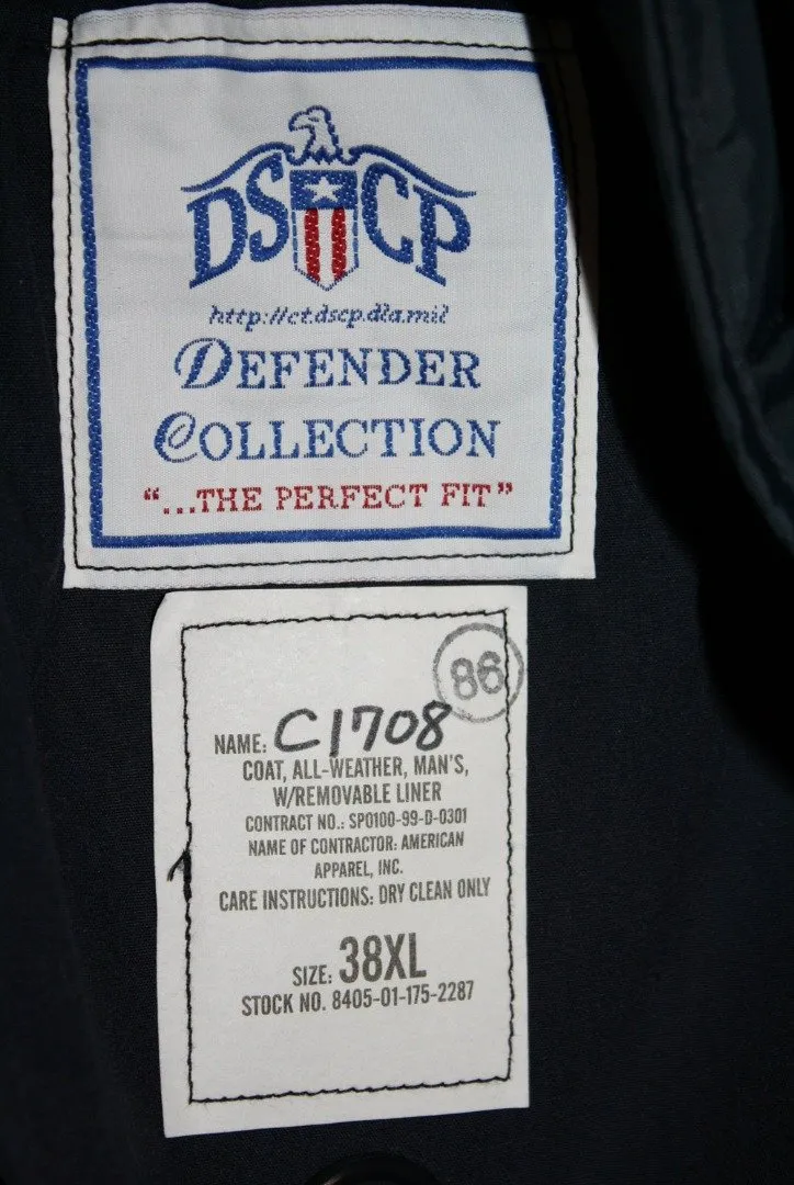 BLOWOUT SALE Raincoat - New Double Breasted Military Trench w/Liner - Navy