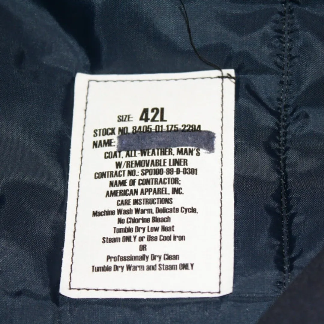 BLOWOUT SALE Raincoat - New Double Breasted Military Trench w/Liner - Navy