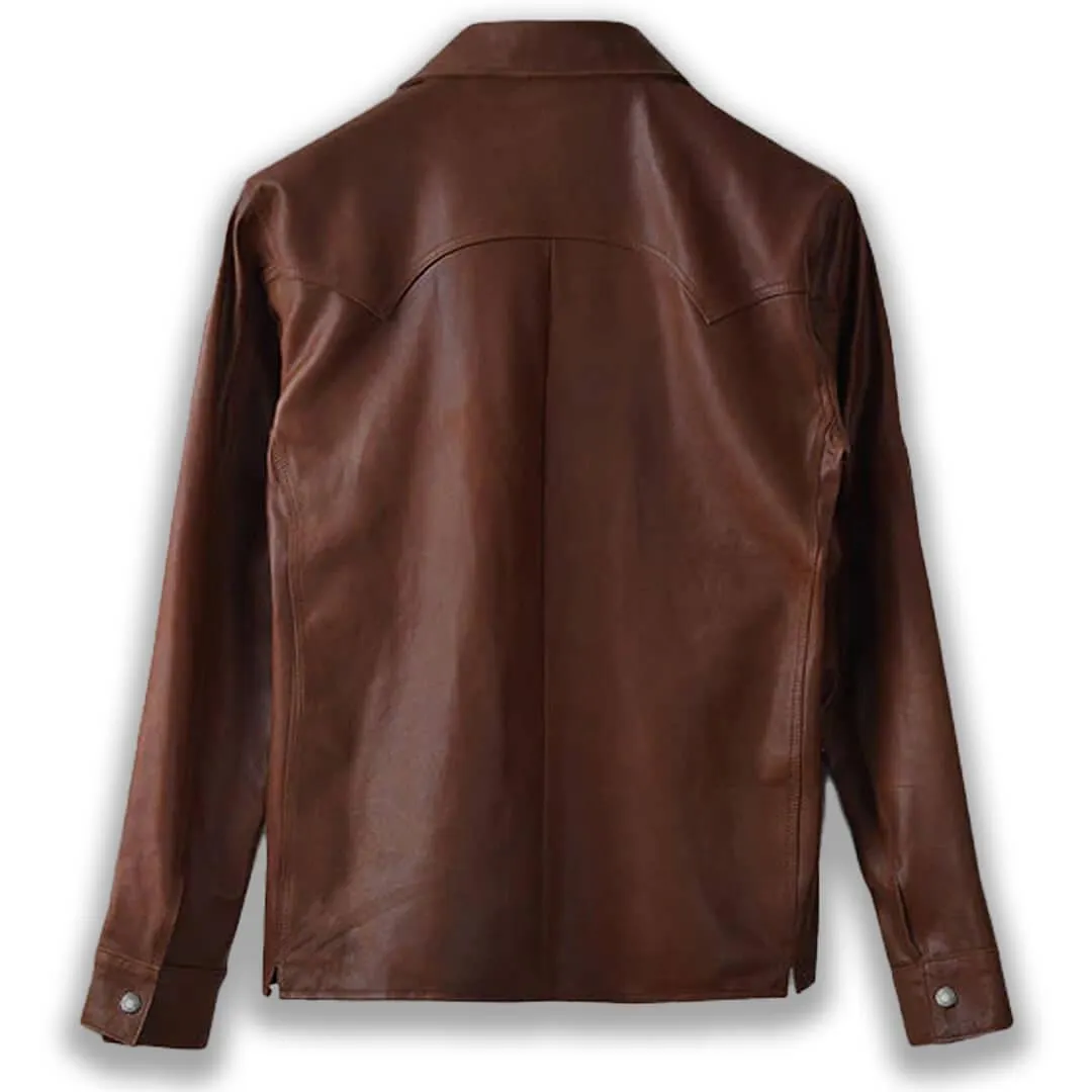 Brown Leather Shirt Men's