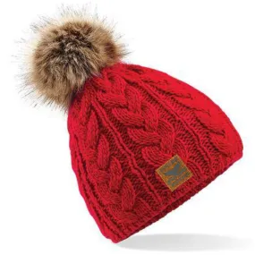 Cable Knit Beanie - Red Sky