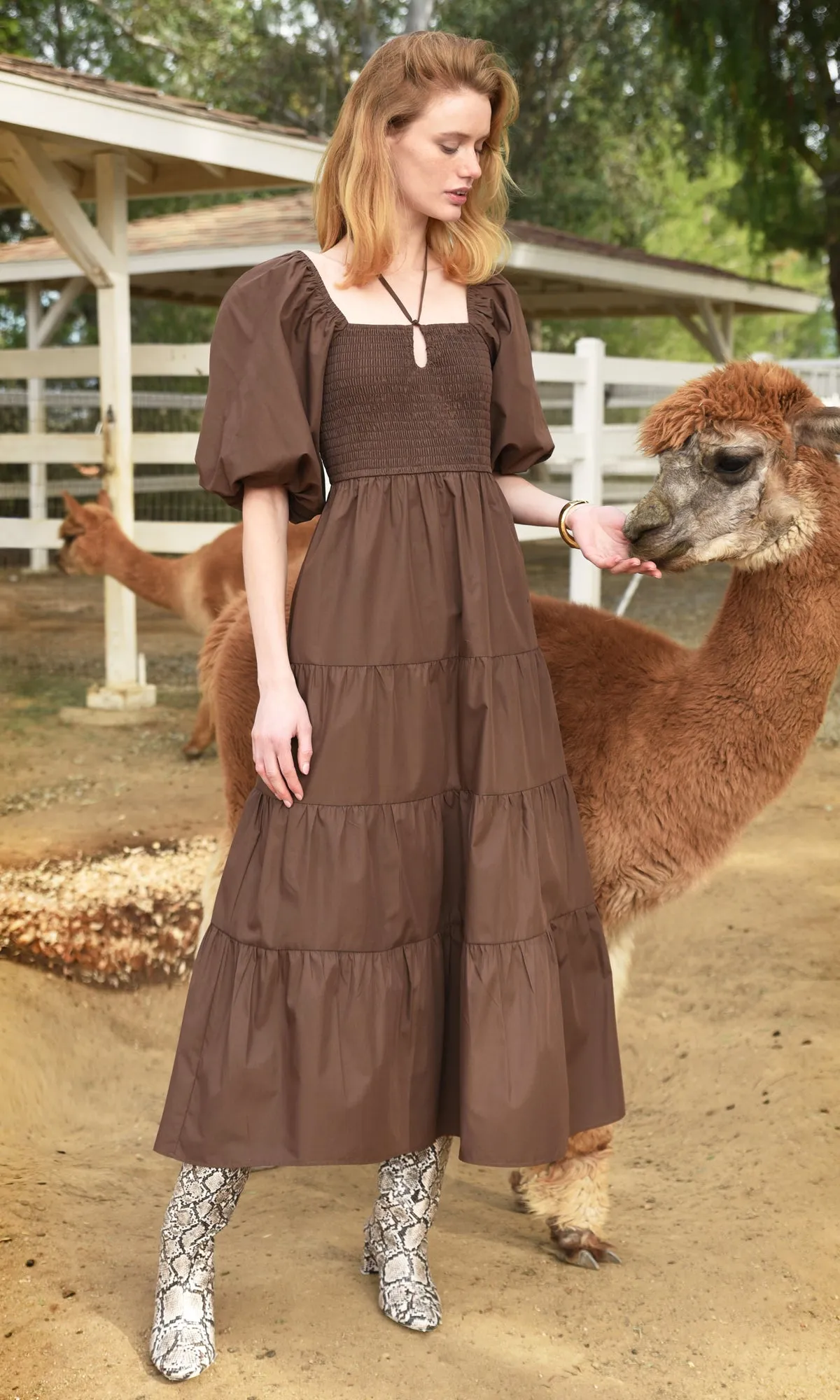 Cara Smocked Halter Poplin Dress