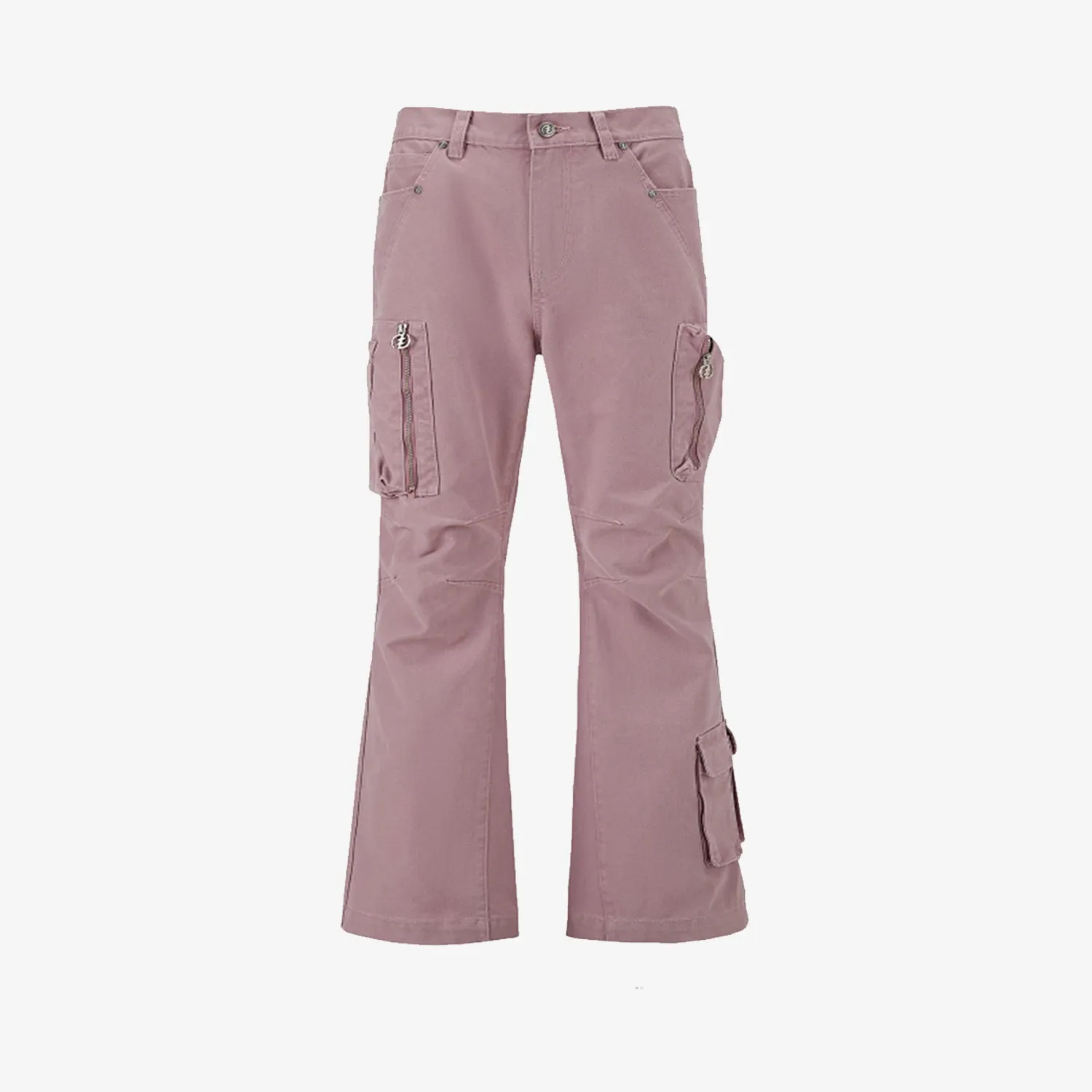 CEEC Wide-leg Washed Cargo Pocket Pants in Smoke Purple