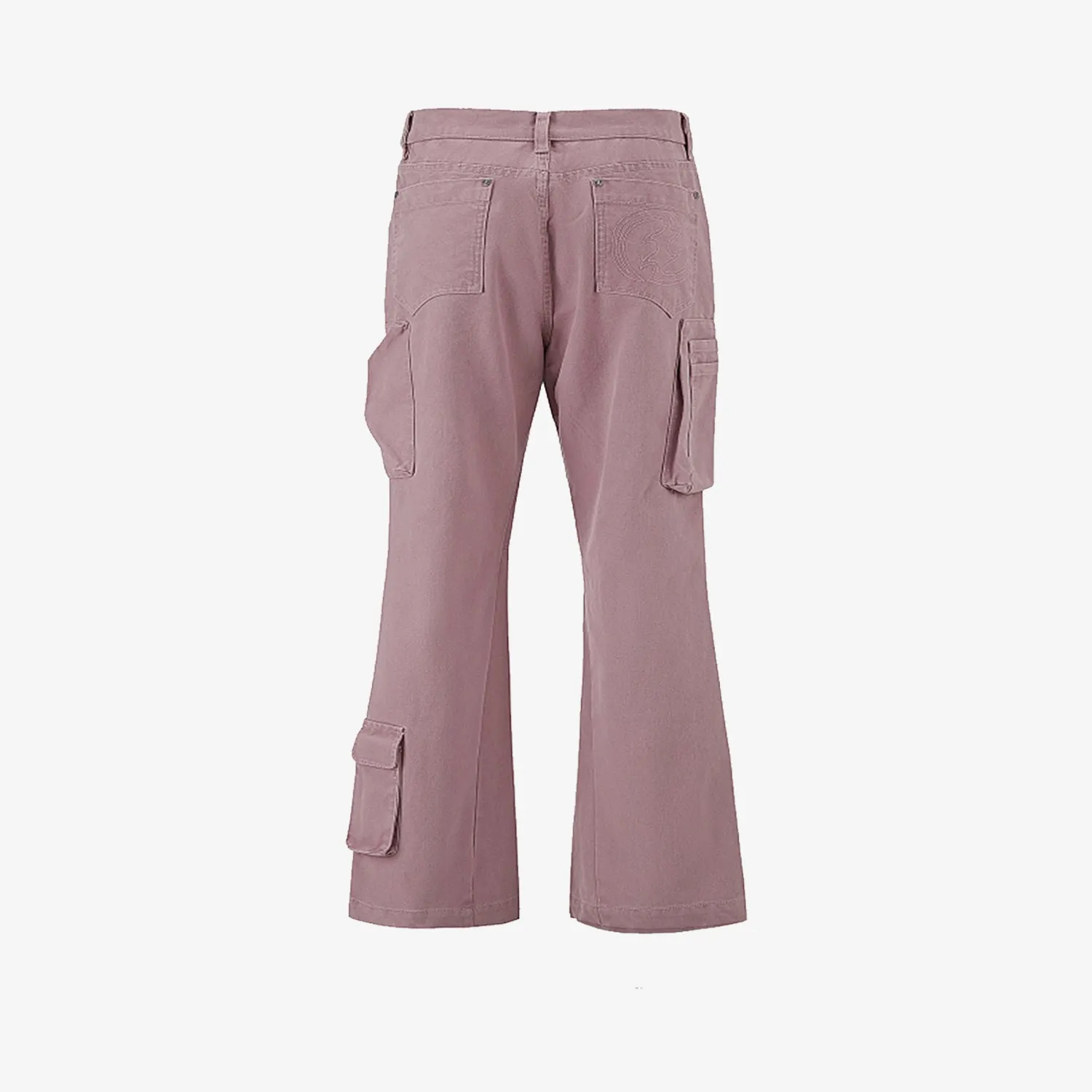 CEEC Wide-leg Washed Cargo Pocket Pants in Smoke Purple
