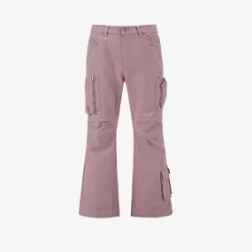 CEEC Wide-leg Washed Cargo Pocket Pants in Smoke Purple