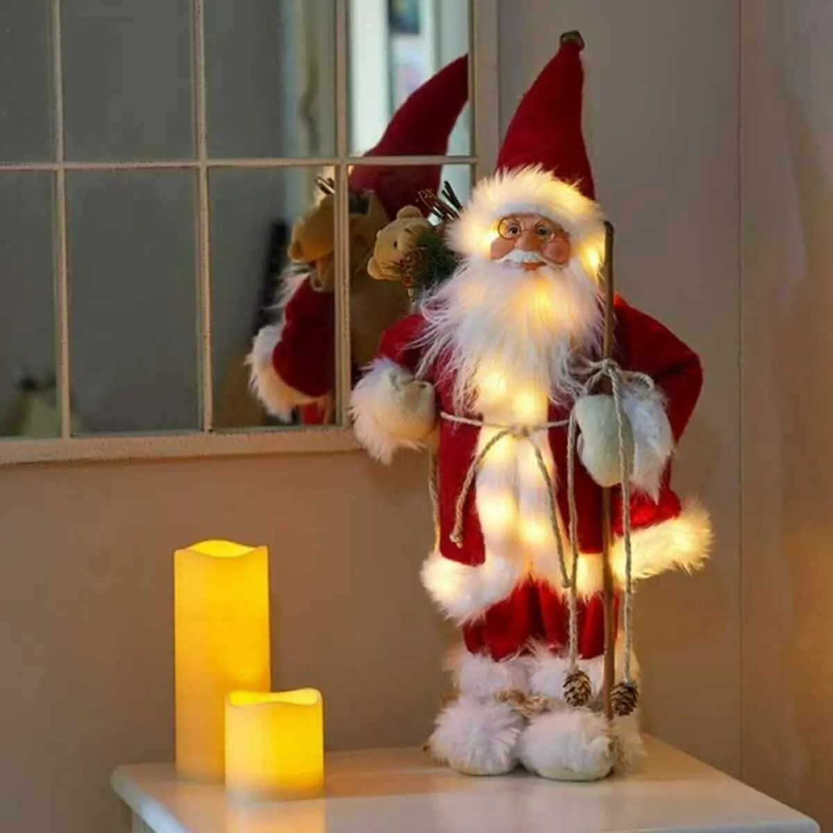 Deluxe Christmas Red In-Lit LED Standing Santa Claus Figure 30cm