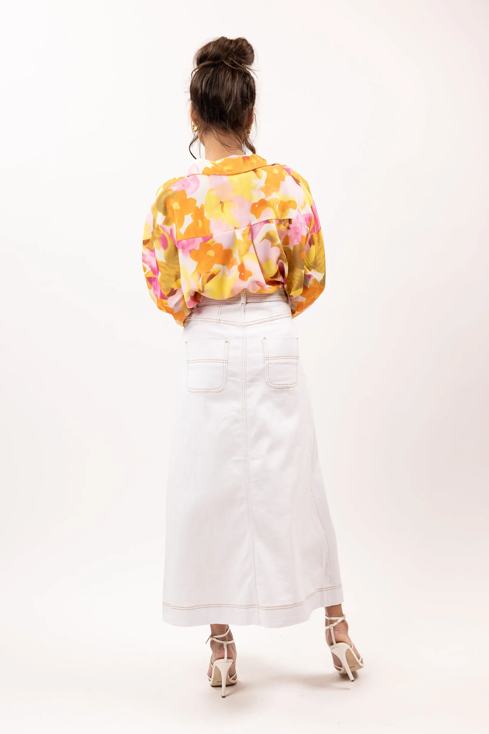 Denim Skirt Button Up With Belt