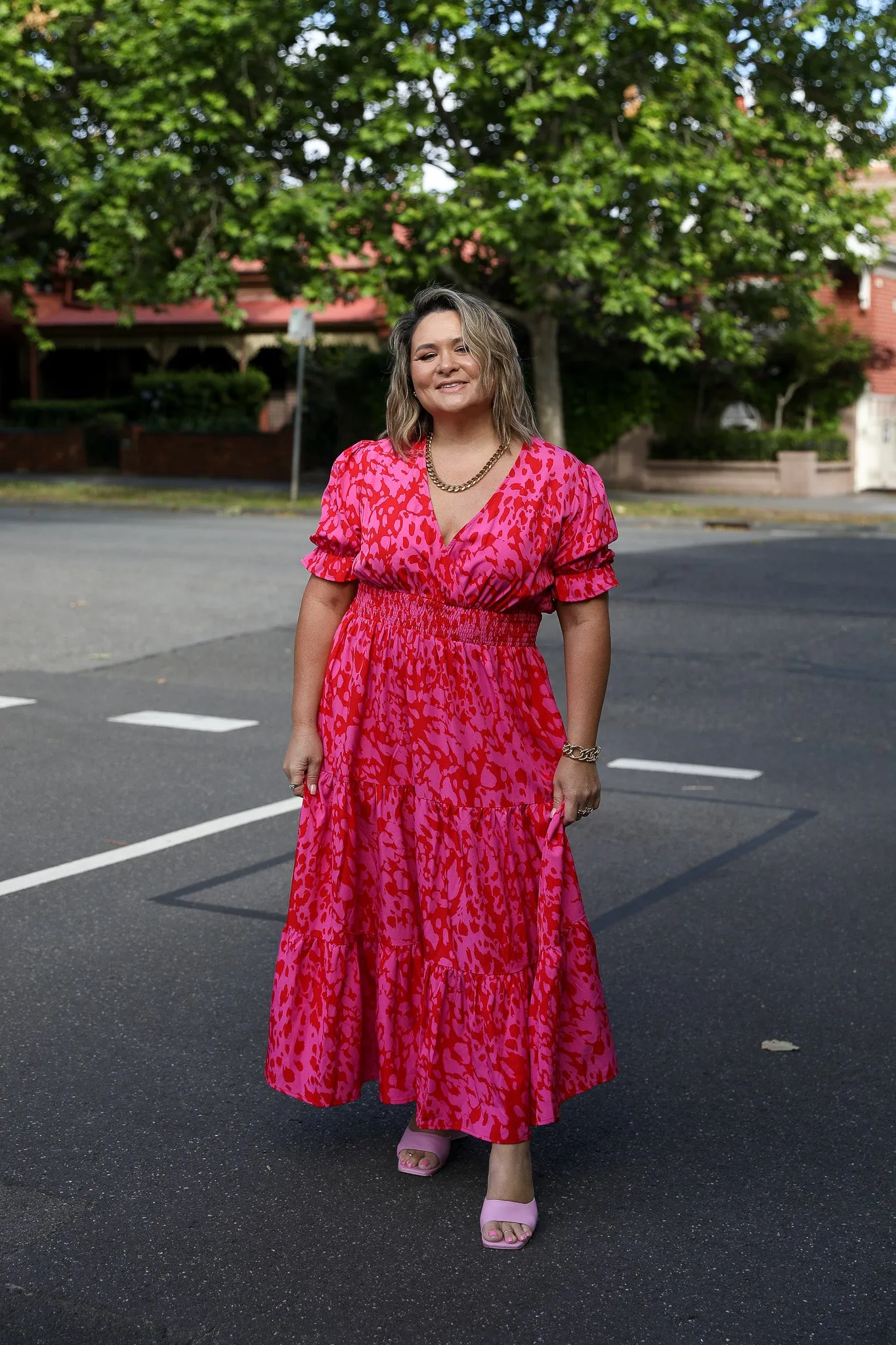Dina Dress - Hot Pink Floral