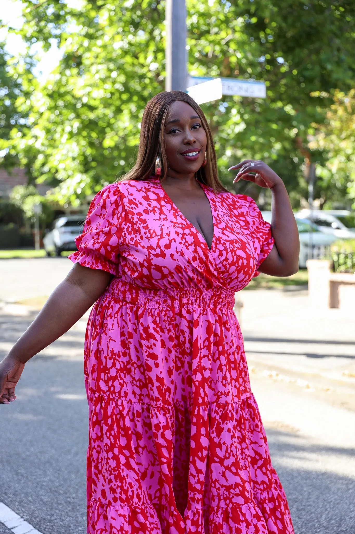 Dina Dress - Hot Pink Floral