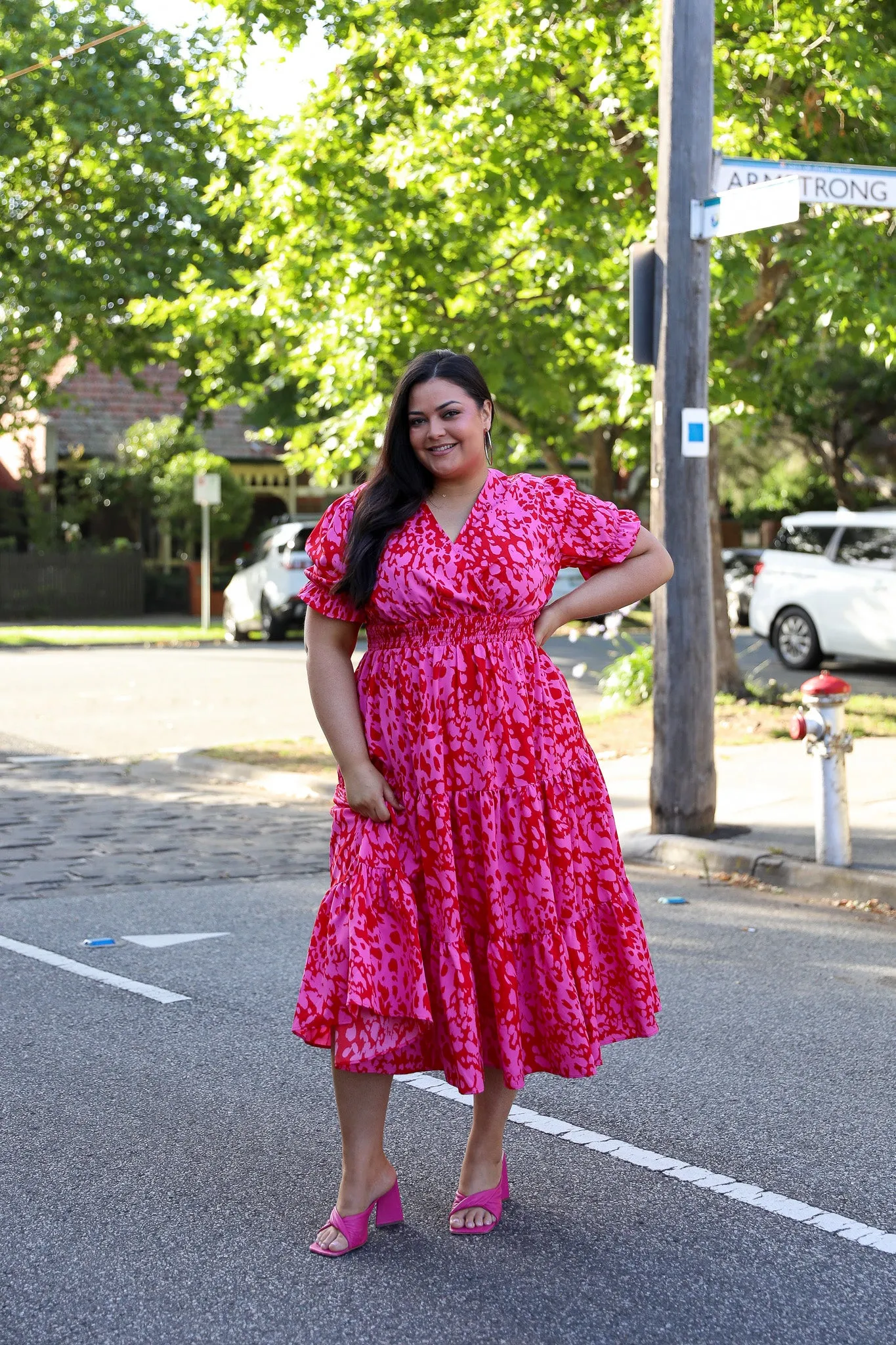 Dina Dress - Hot Pink Floral