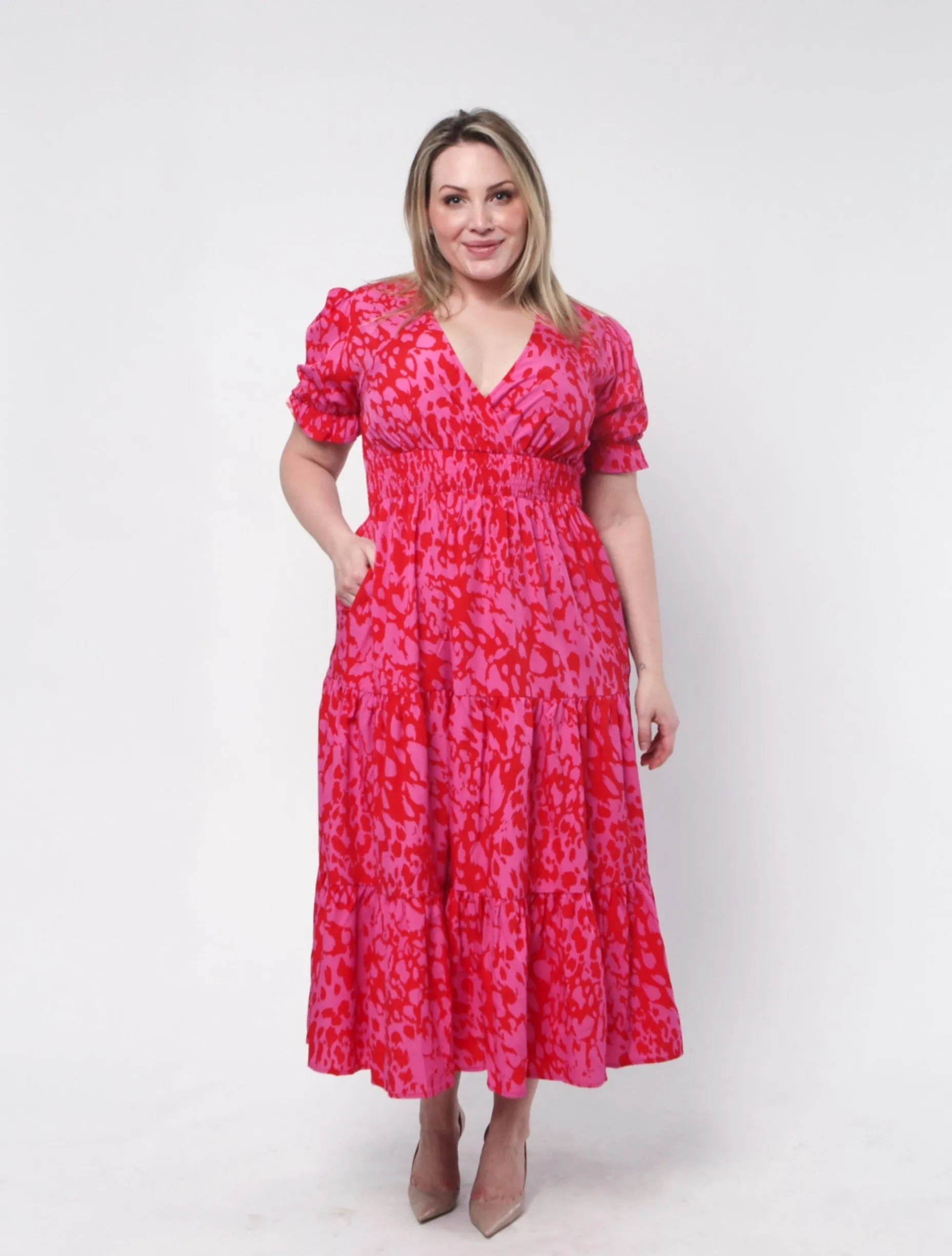 Dina Dress - Hot Pink Floral