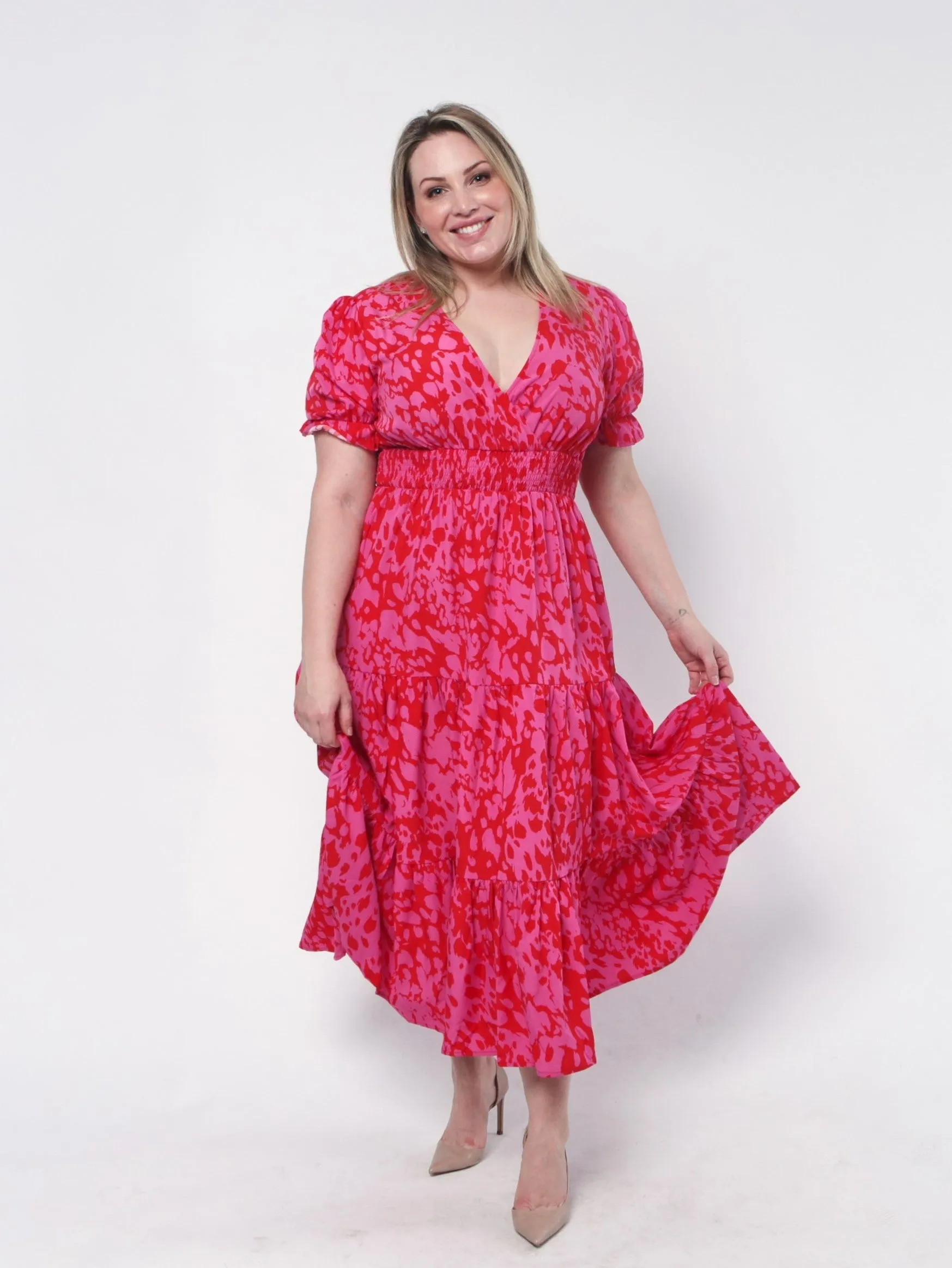 Dina Dress - Hot Pink Floral