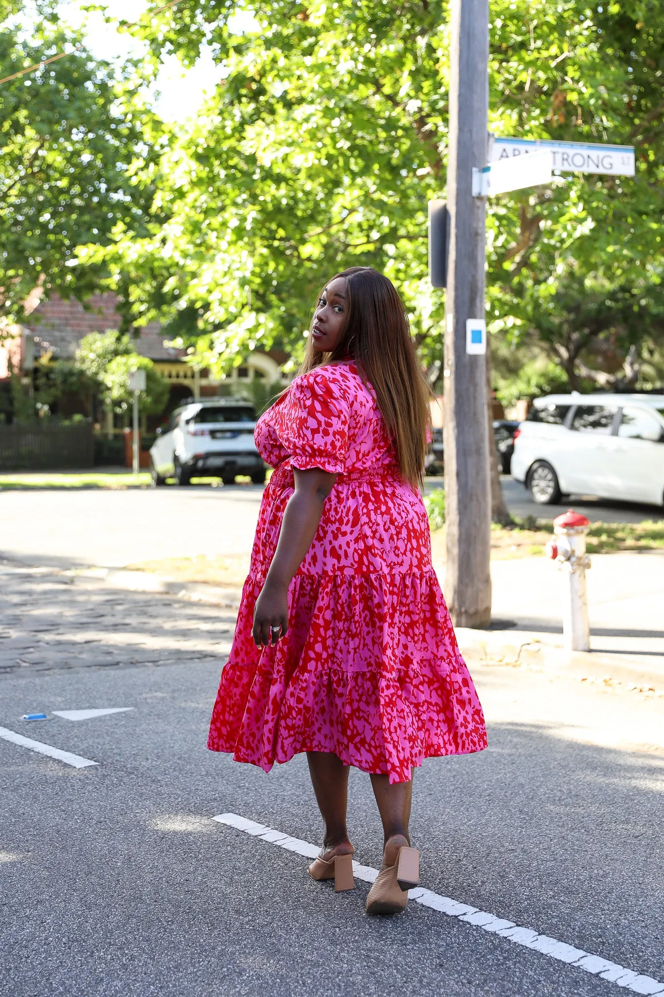 Dina Dress - Hot Pink Floral