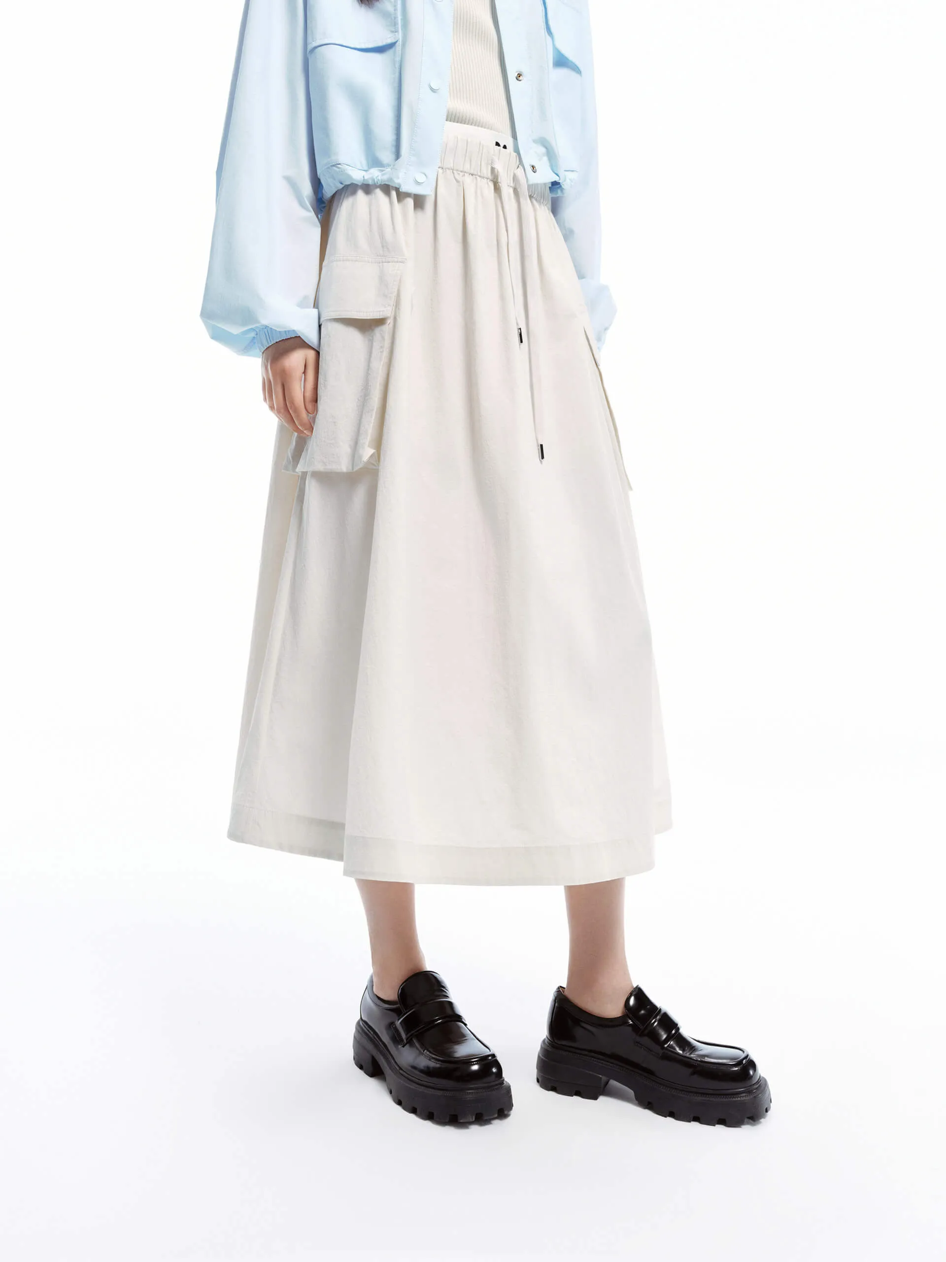 Double Waist Midi Skirt