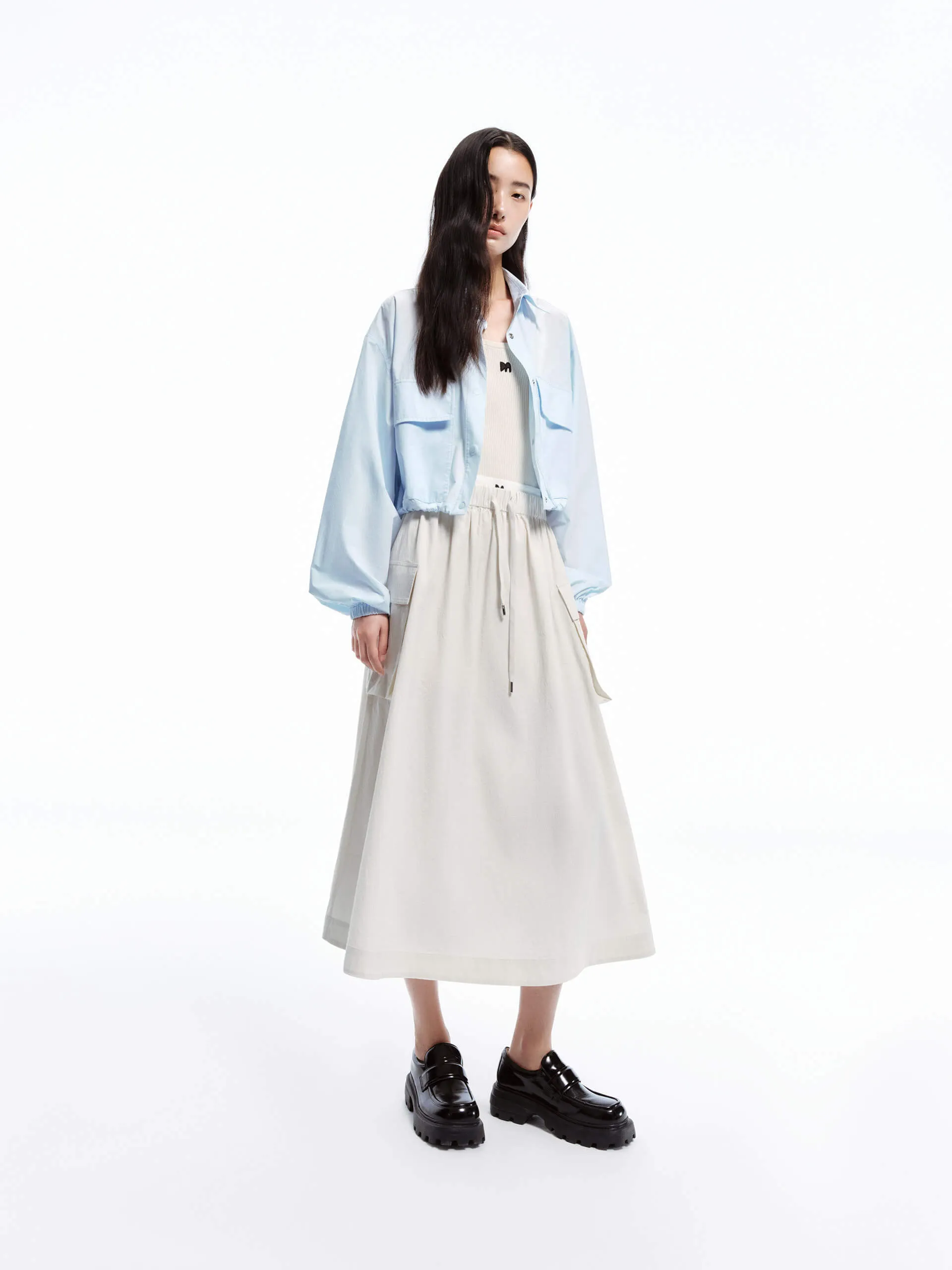 Double Waist Midi Skirt