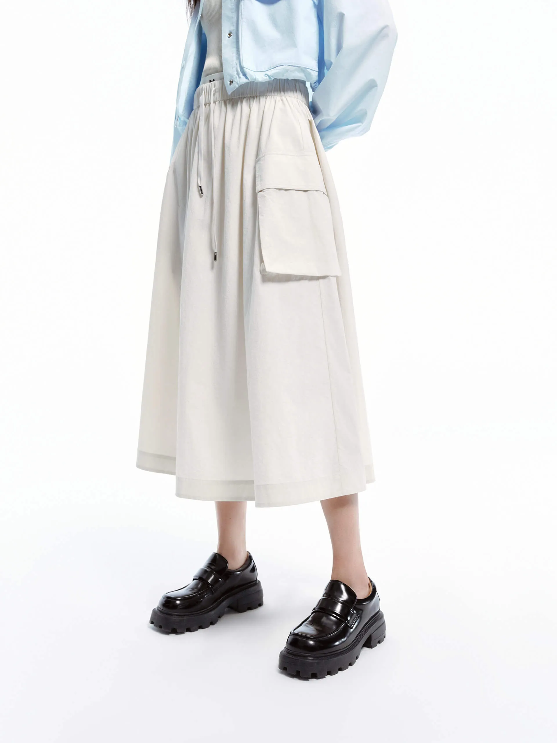 Double Waist Midi Skirt
