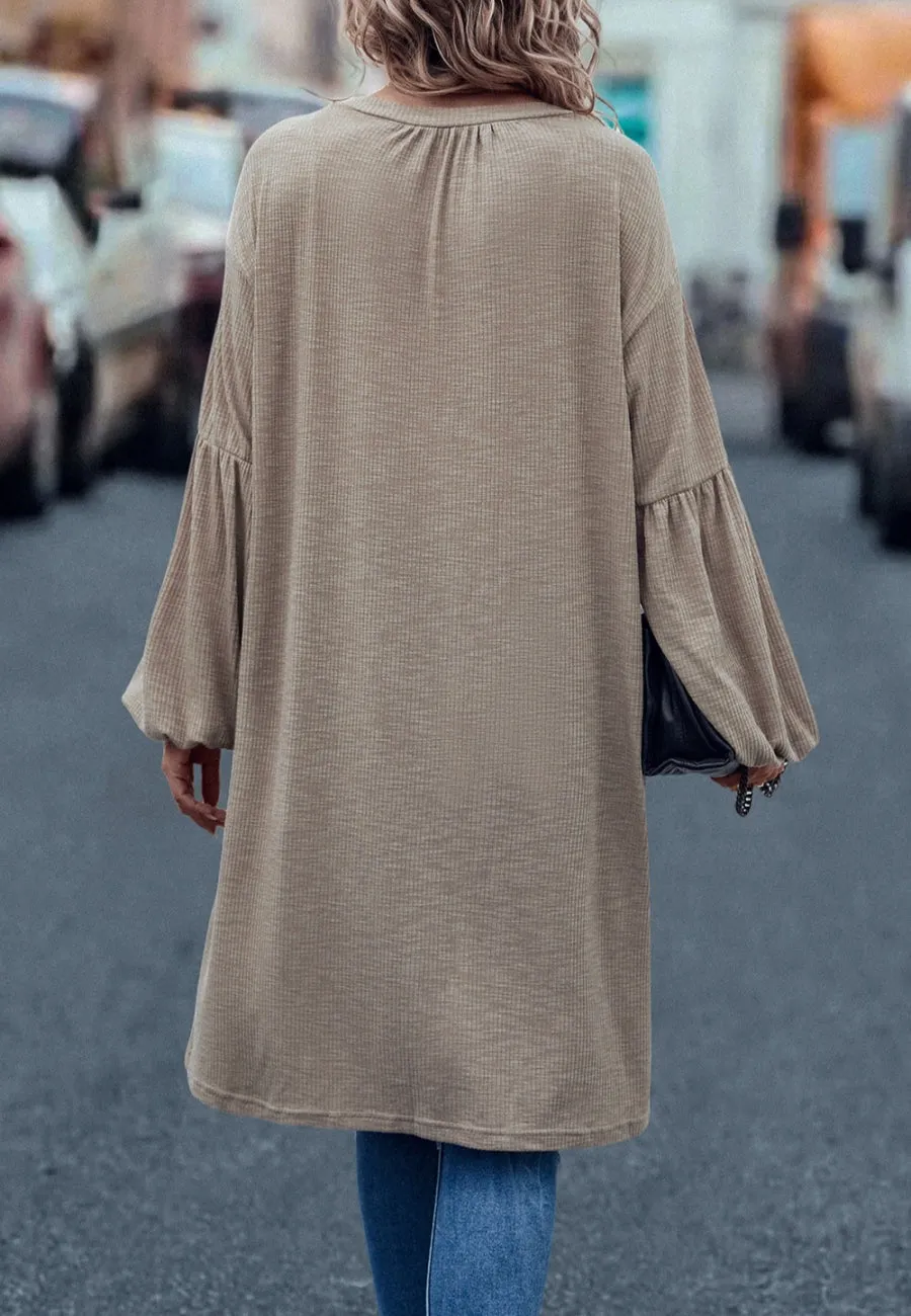 Drop Shoulder Bishop Sleeve Cardigan