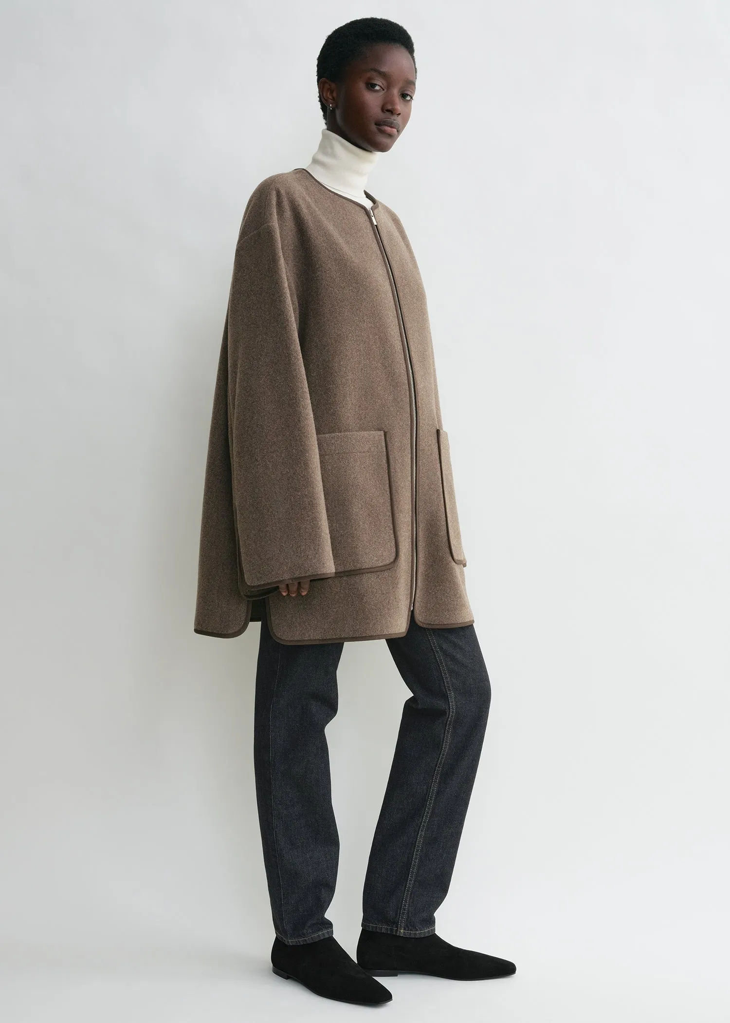 Felted wool jacket oak melange