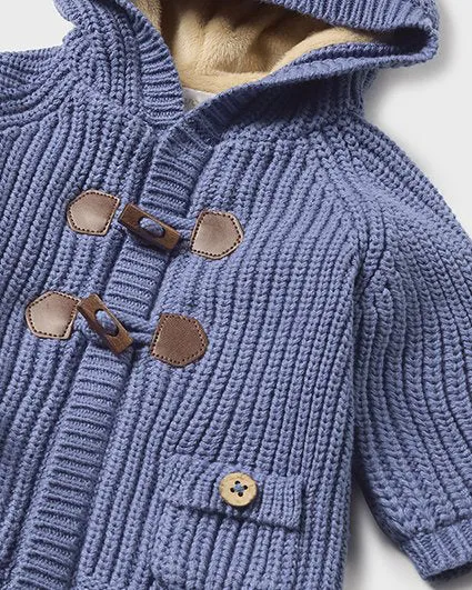 Fur Lined Toggle Jacket - Blue