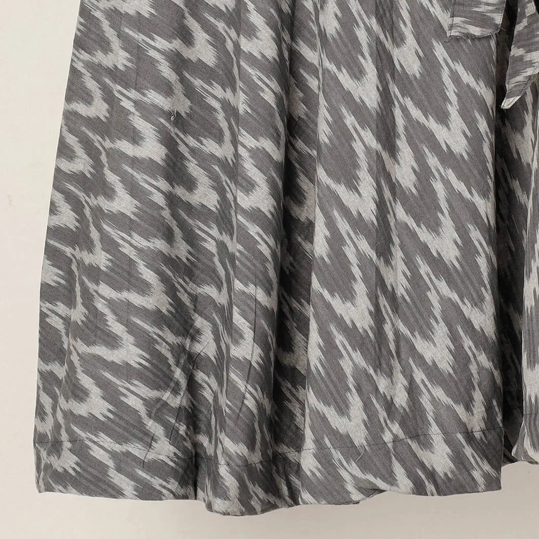 Grey - Pochampally Ikat Cotton Wrap Around Skirt