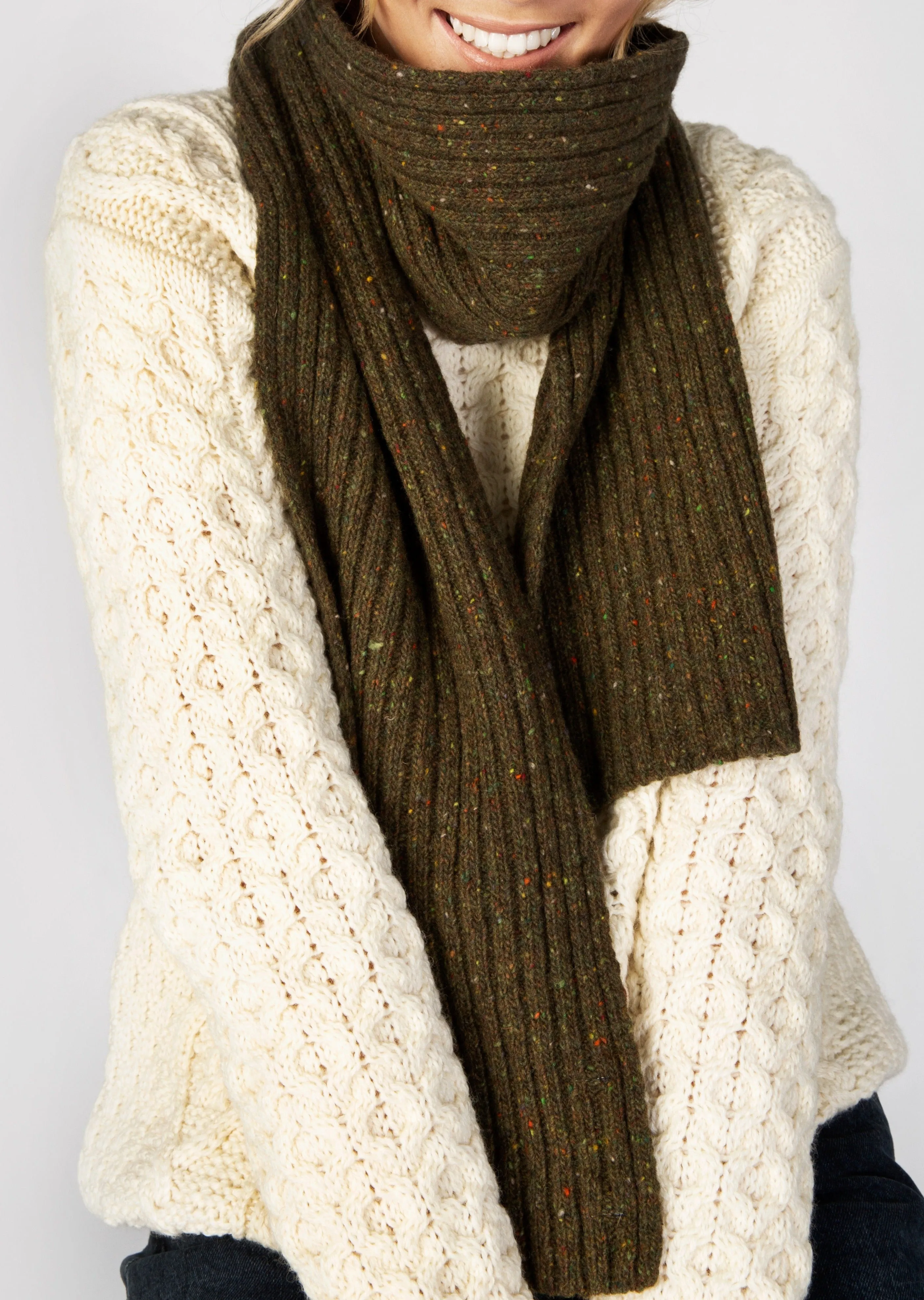 IrelandsEye Luxe Ribbed Scarf | Loden