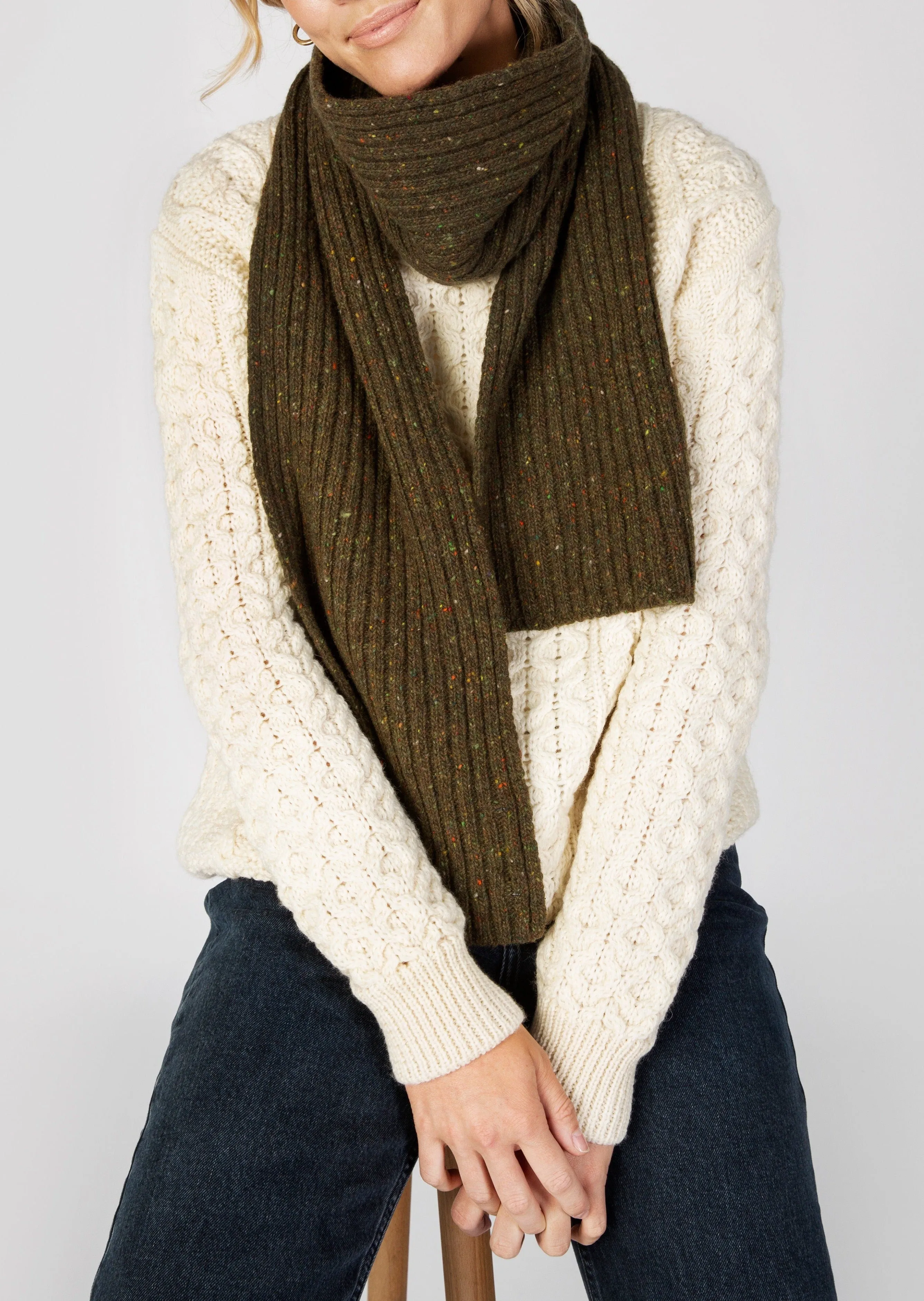 IrelandsEye Luxe Ribbed Scarf | Loden