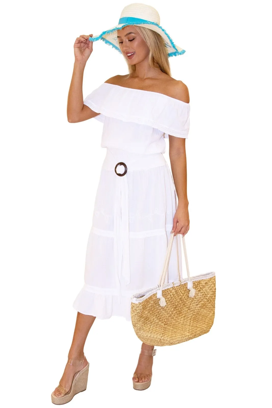 'Juliette' Belted Midi Skirt