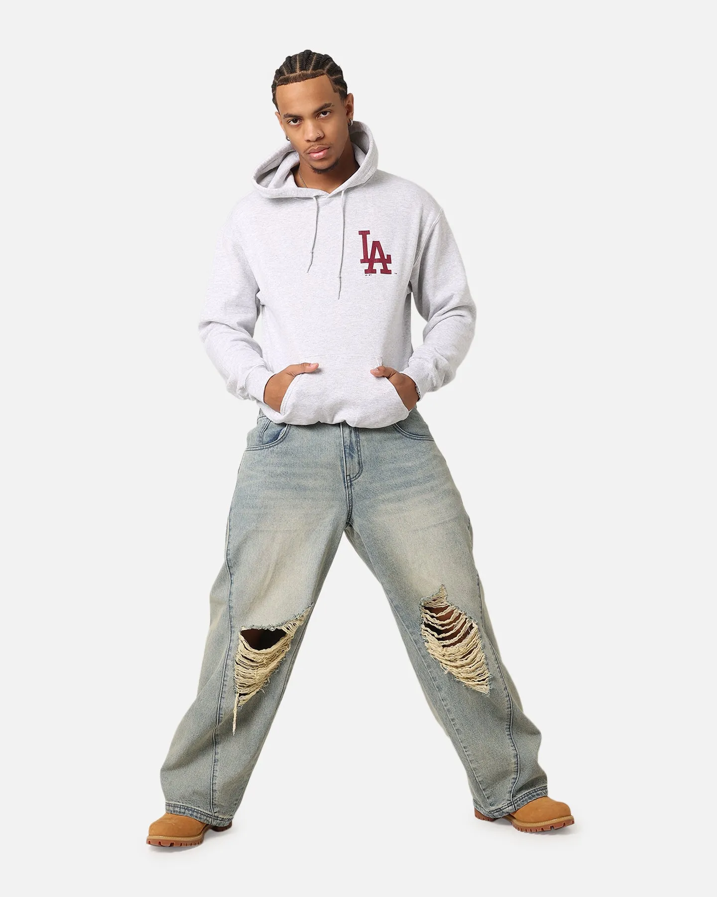 Majestic Athletic Los Angeles Lakers Fulter Team Arch Hoodie Grey Marle