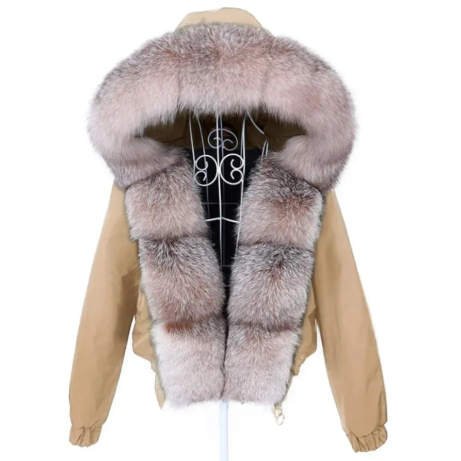 MAOMAOKONG Short Real Fox Fur Coat