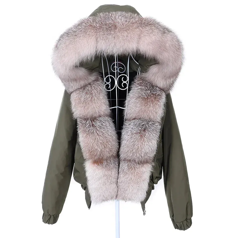 MAOMAOKONG Short Real Fox Fur Coat