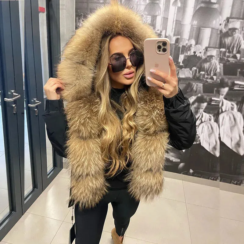 MAOMAOKONG Short Real Fox Fur Coat