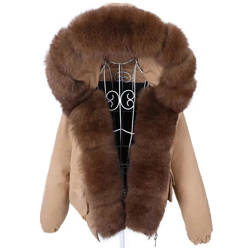 MAOMAOKONG Short Real Fox Fur Coat