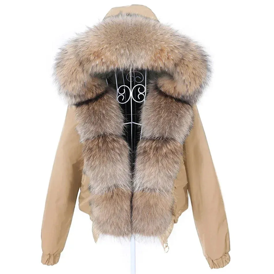 MAOMAOKONG Short Real Fox Fur Coat