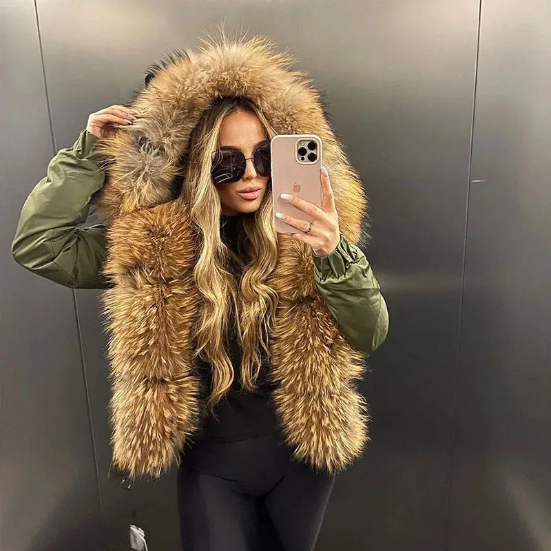 MAOMAOKONG Short Real Fox Fur Coat