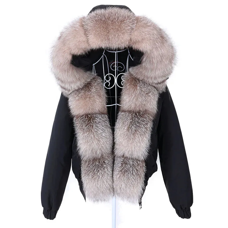 MAOMAOKONG Short Real Fox Fur Coat