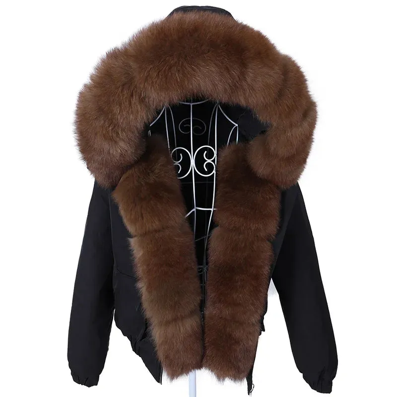 MAOMAOKONG Short Real Fox Fur Coat